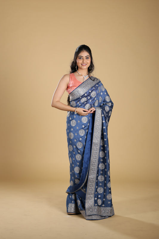 Beautiful Georjet  with Gold Work Border