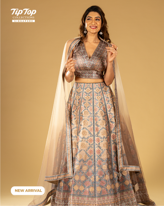 Floral Design with Sequence Print Lehenga