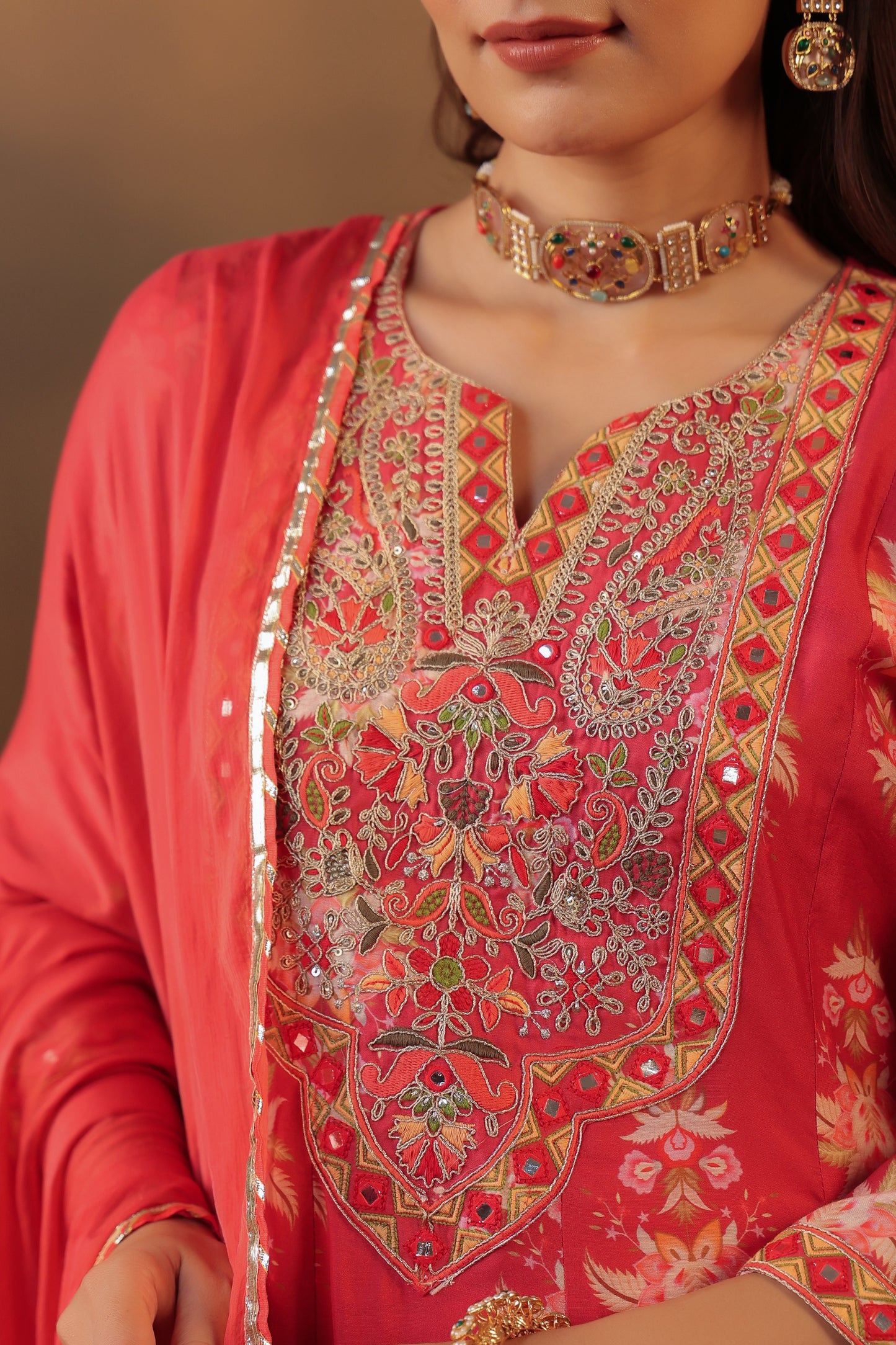 Shimmer Silk Fabric Anarkali