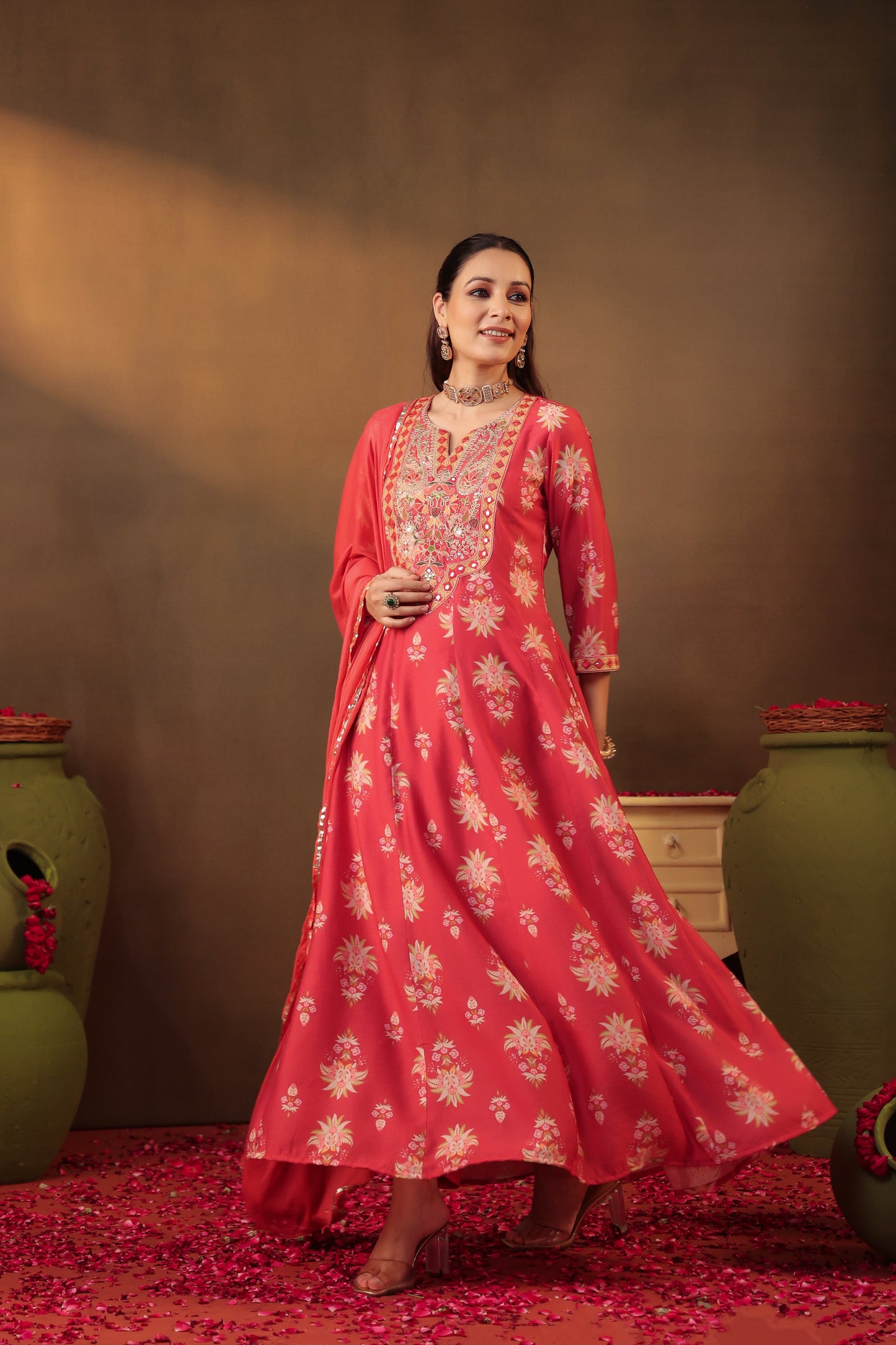 Shimmer Silk Fabric Anarkali
