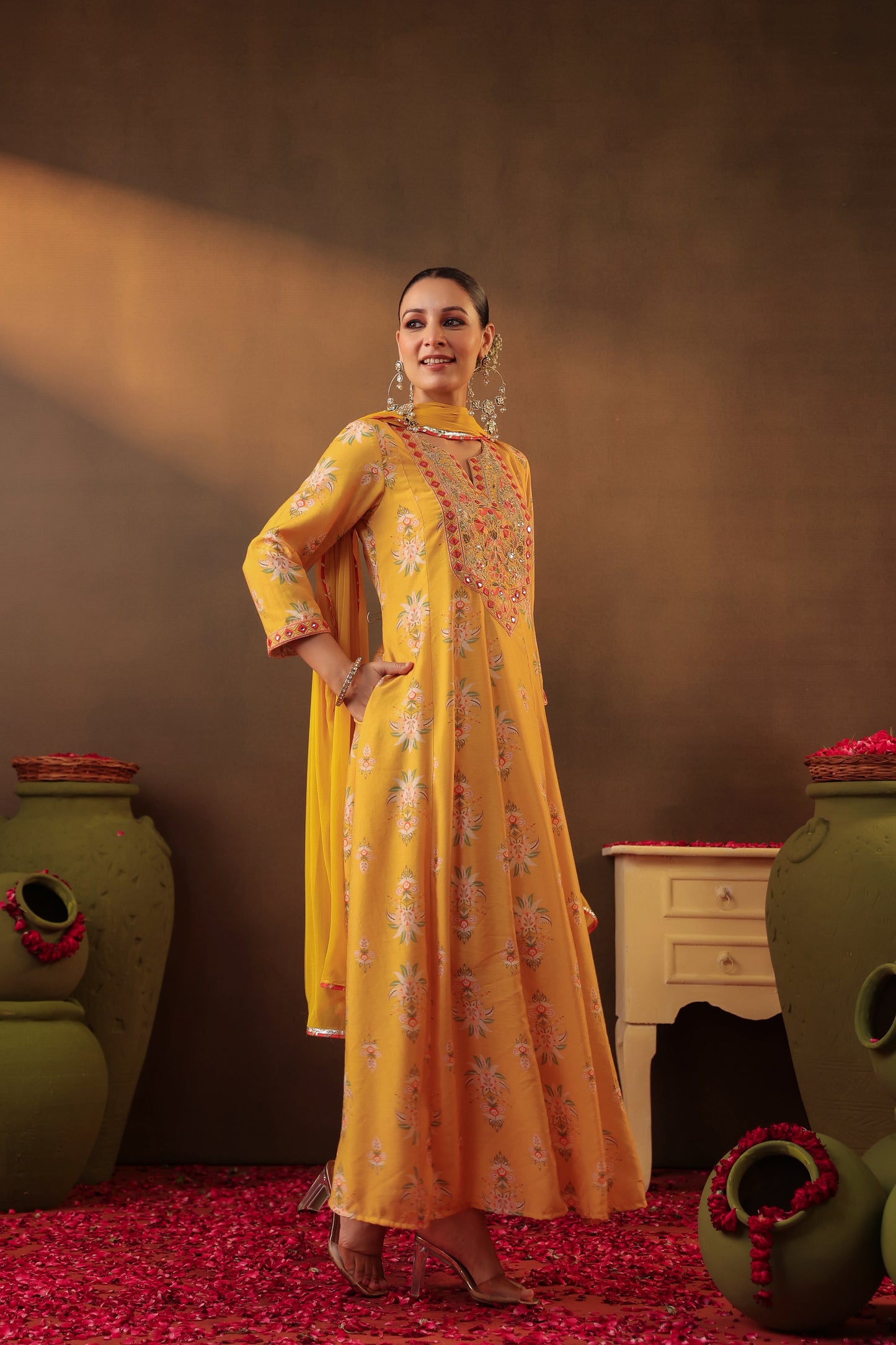 Cotton Silk Fabric Anarkali