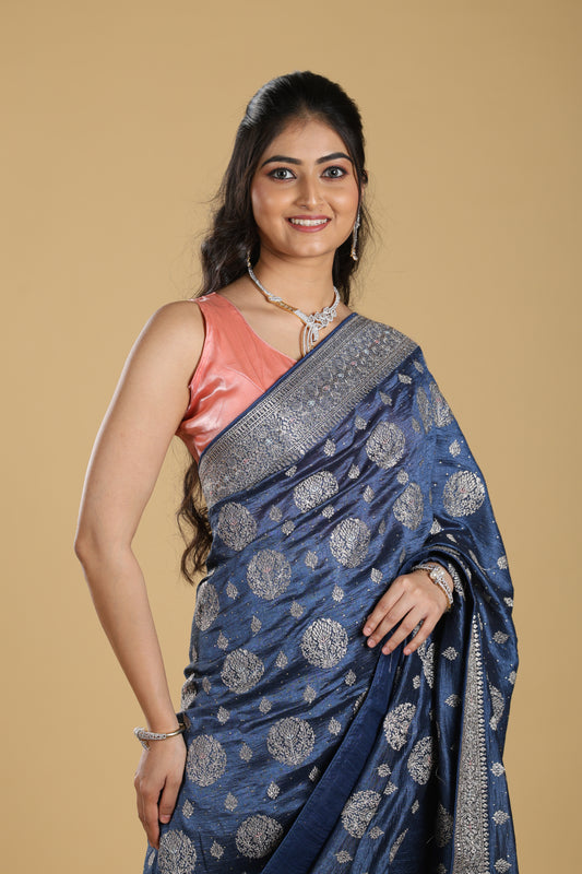 Beautiful Georjet  with Gold Work Border