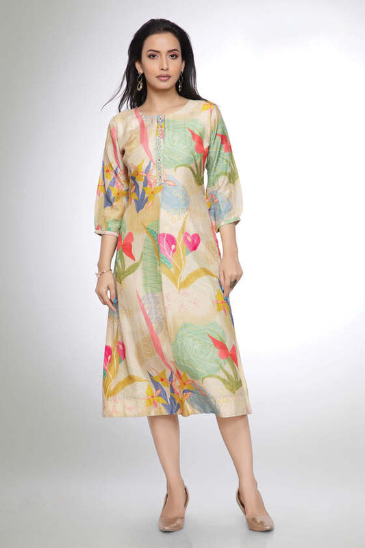 STYLISH CREAM KURTI
