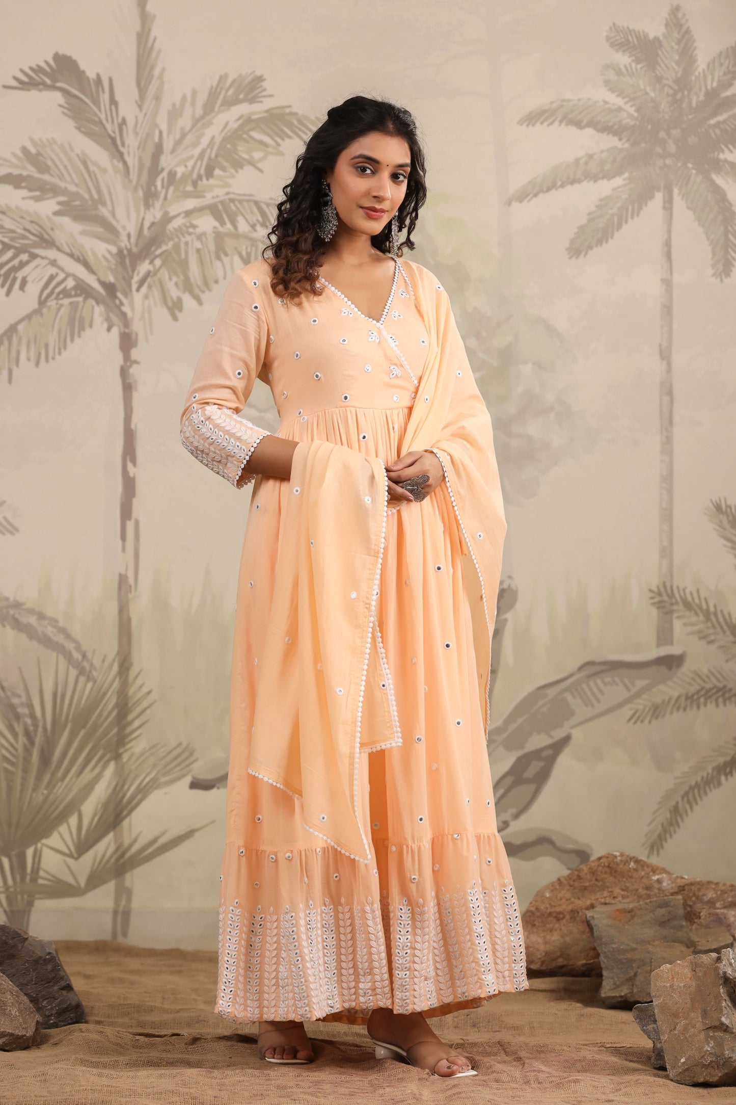 Cotton Anarkali With Laknovy Designs