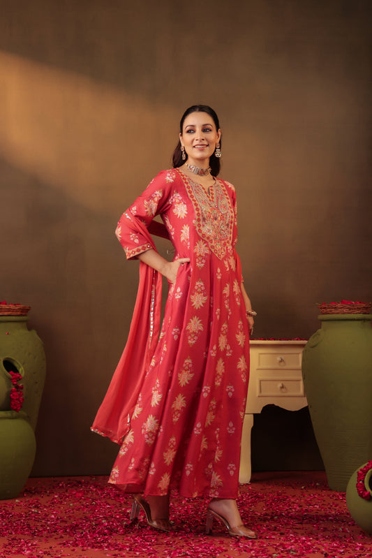 Shimmer Silk Fabric Anarkali