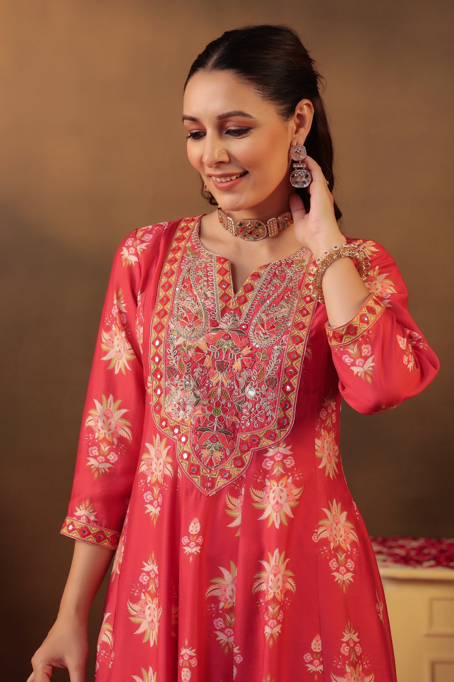 Shimmer Silk Fabric Anarkali