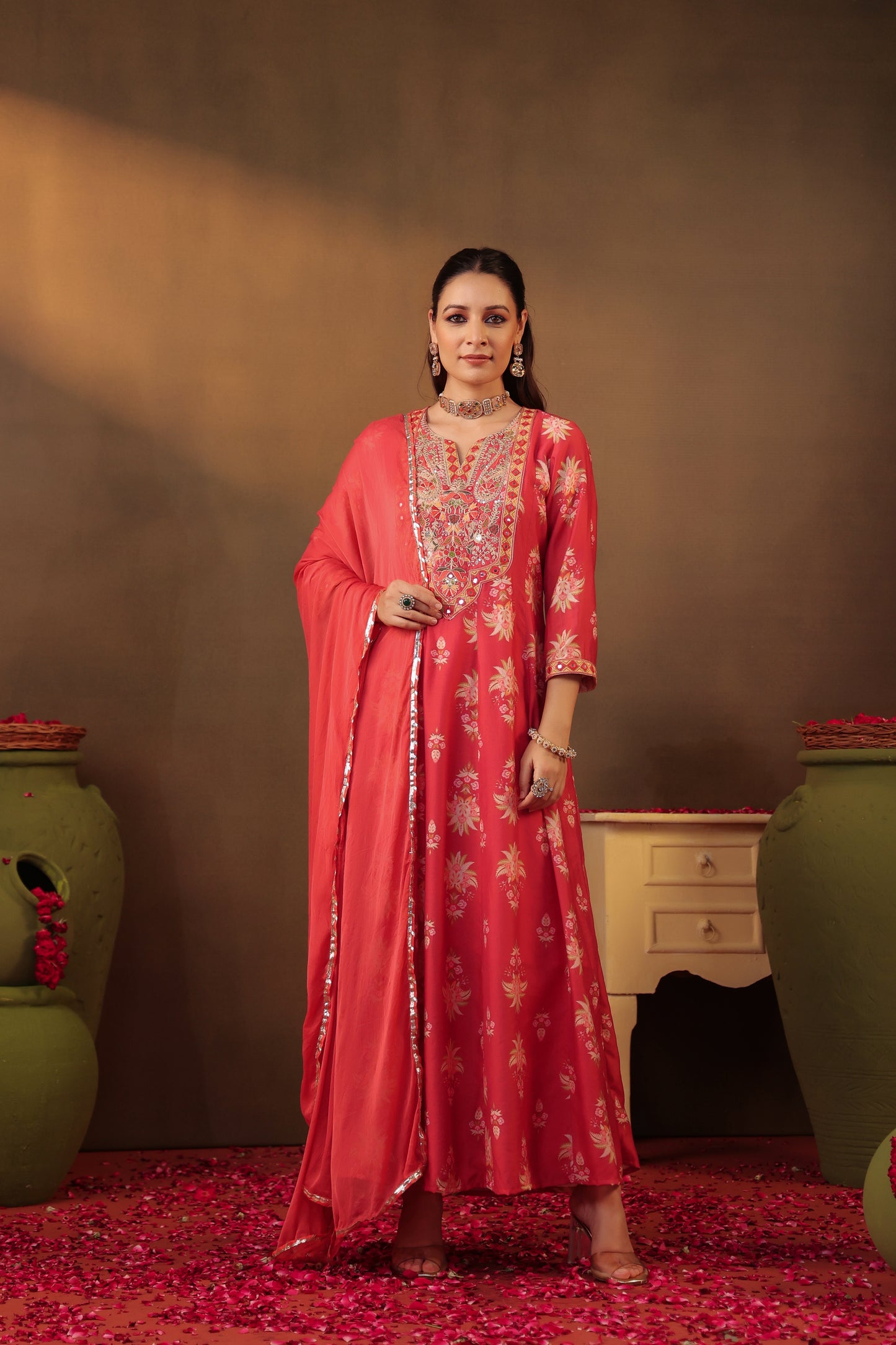 Shimmer Silk Fabric Anarkali