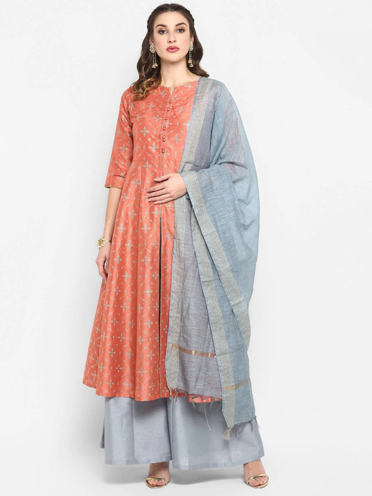 Kurta With Palazzo & Dupatta